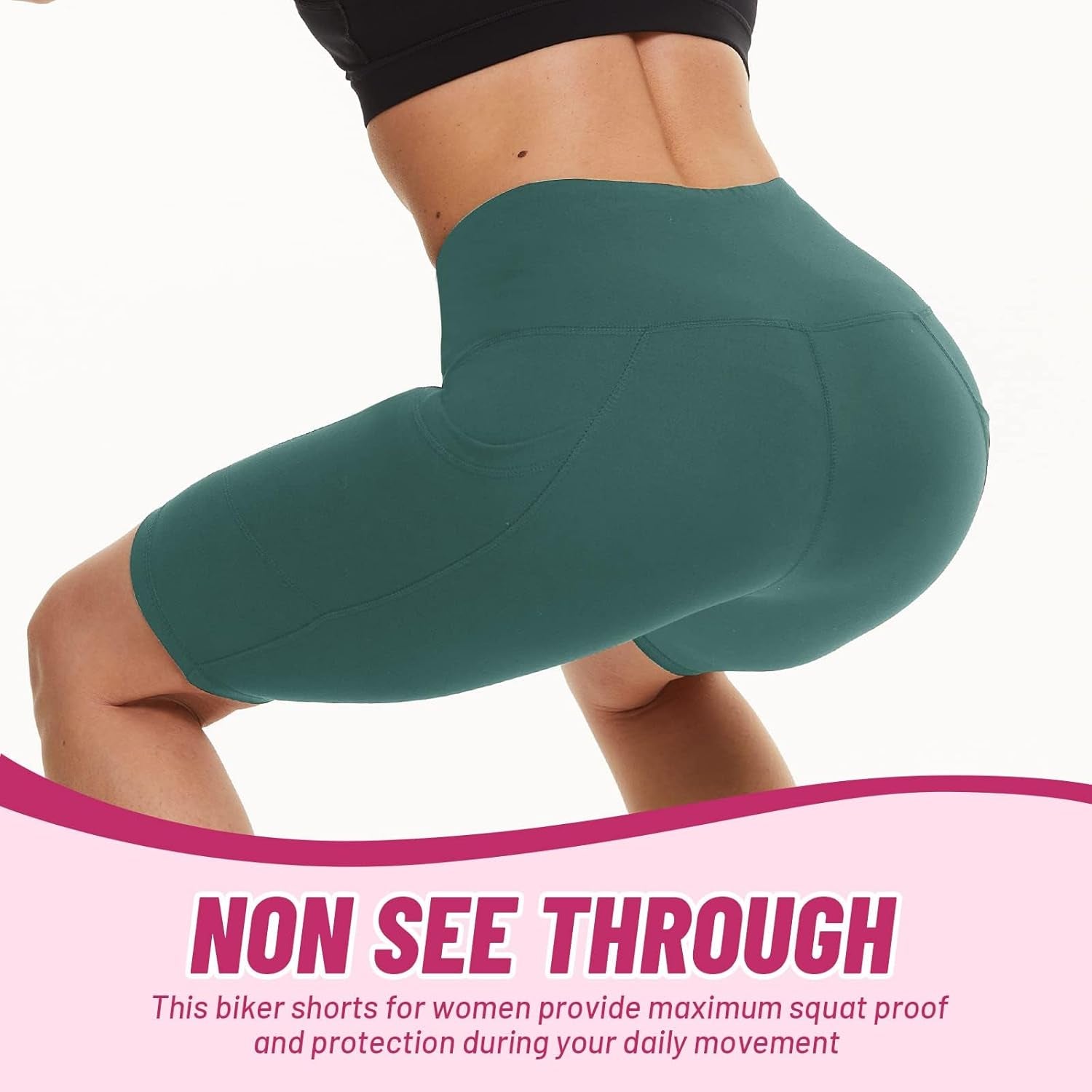 4 Pack Biker Shorts Women with Pockets – 5"/8" High Waist Tummy Control Workout Gym Yoga Running Compression Shorts