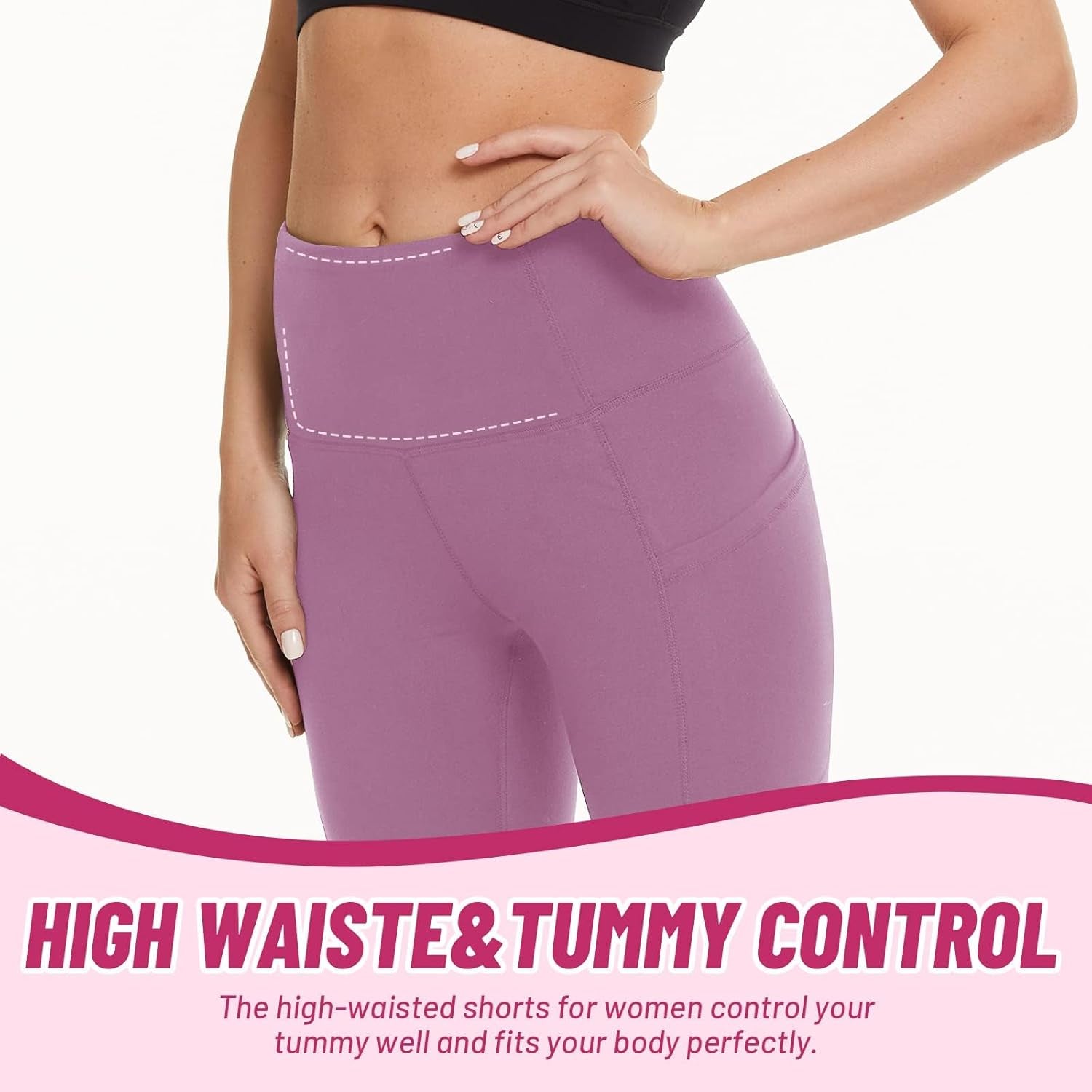 4 Pack Biker Shorts Women with Pockets – 5"/8" High Waist Tummy Control Workout Gym Yoga Running Compression Shorts