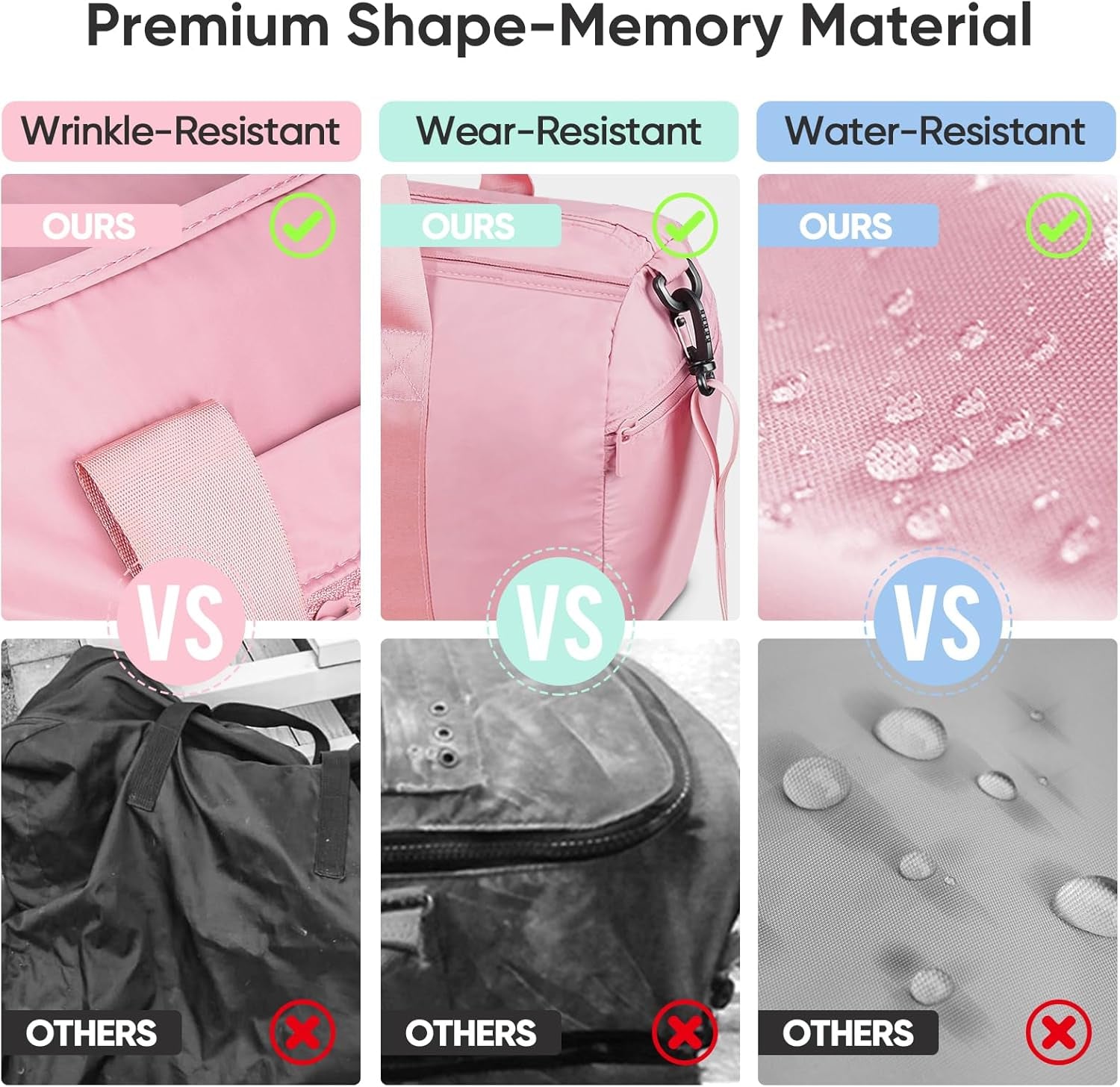 Gym Bag for Women and Men, Small Duffel Bag for Sports, Gyms and Weekend Getaway, Waterproof Dufflebag with Shoe and Wet Clothes Compartments, Lightweight Carryon Gymbag (Pink)
