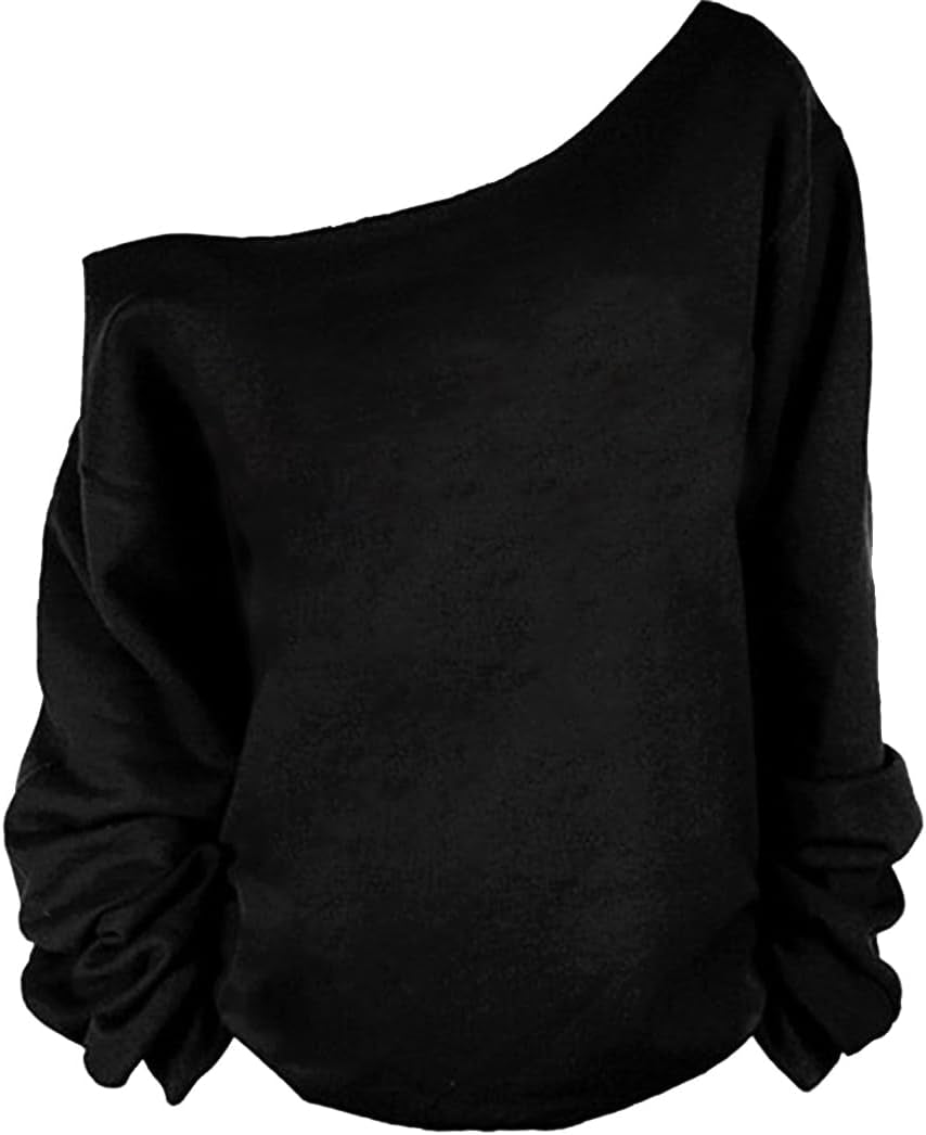 Woman’S Sweatershirt Lips Print Causal Blouse off the Shoulder Long Sleeve Loose Slouchy Pullover plus Size Tops