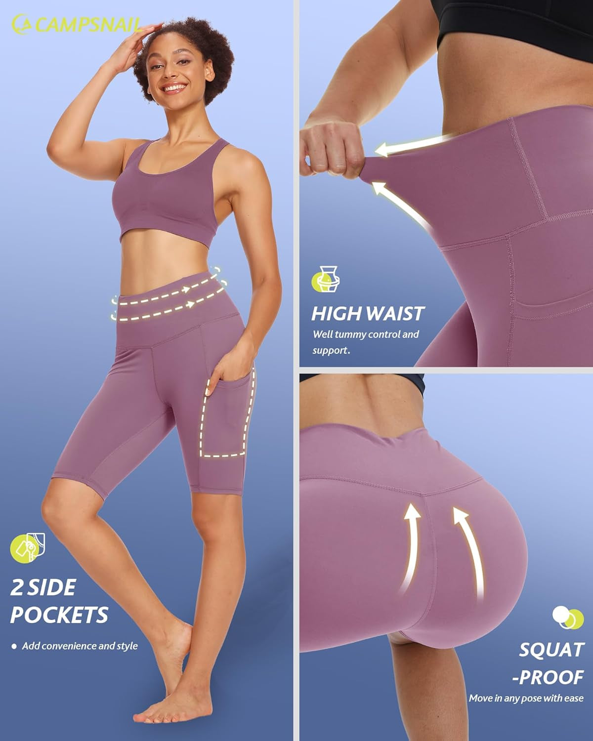 4 Pack Biker Shorts Women with Pockets – 5"/8" High Waist Tummy Control Workout Gym Yoga Running Compression Shorts